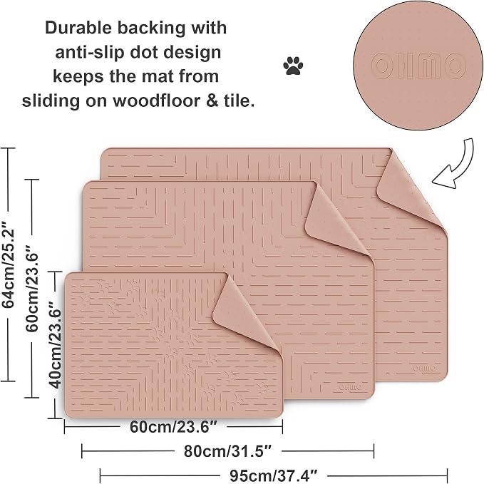 Cat Litter Mat Large Trapping Mat Premium Silicone Rubber 31.5x23.6 Coral, Waterproof and BPA Free Kitty Litter Box Mat, Easy to Clean and Keeps The Floor Tidy