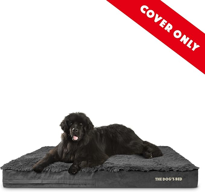 The Dog’s Bed Replacement Outer Cover, Fur Fabric, Grey Fur, XXXL, 6-Inch