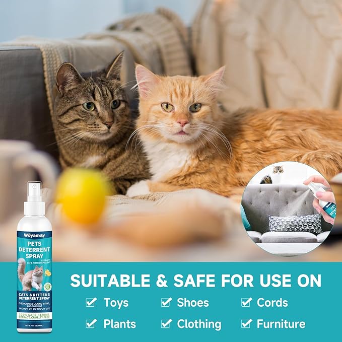 Woyamay No Chew Spray for Dogs 200ml + Cat Deterrent Spray 200ml to Stop Chewing Licking of Furniture, Prevent Scratching, Digging & Chewing