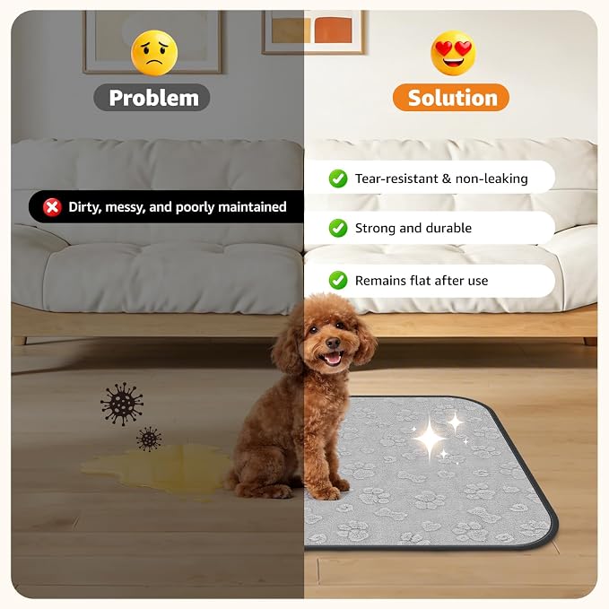 Washable Pee Pads for Dogs, 2 Packs Reusable Puppy Pads with Super Absorbent, Waterproof, Leak-Proof & Non-Slip, Specifically Designed for LOOBANI 43"x43"x27" Foldable Dog Playpen(41"x41"-Gray)