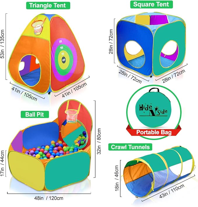 Gift for Toddler Boys & Girls, Ball Pit, Play Tent and Tunnels for Kids, Best Birthday Gift for 3 4 5 Year Old Pop Up Baby Play Toy, Target Game w/ 4 Darts Indoor & Outdoor