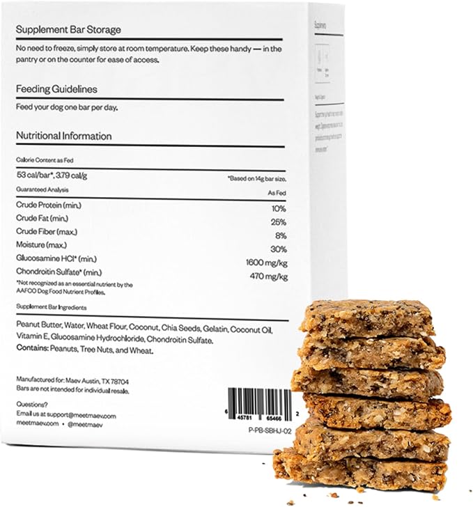 MAEV Human-Grade Hip & Joint Supplement Bars | Natural Support for Healthy Joints & Mobility, 30 Count