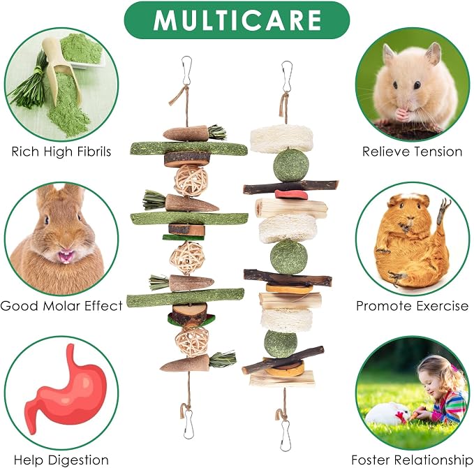 KATUMO Rabbit Chew Toys, 134 PCS DIY Hamster Chew Toys Kit Bunny Teeth Care Molar Ideal for Rabbit, Guinea Pig, Chinchilla, Hamster, Squirrel, Gerbils Etc Small Rodent Pets' Teeth Grinding