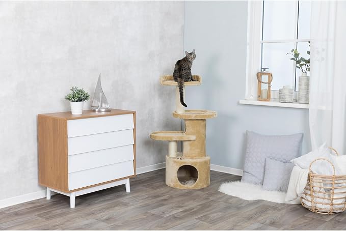 TRIXIE Pet Products Oviedo Cat Tree (Beige), Large (11 x 19 x 41 in.) (4384)