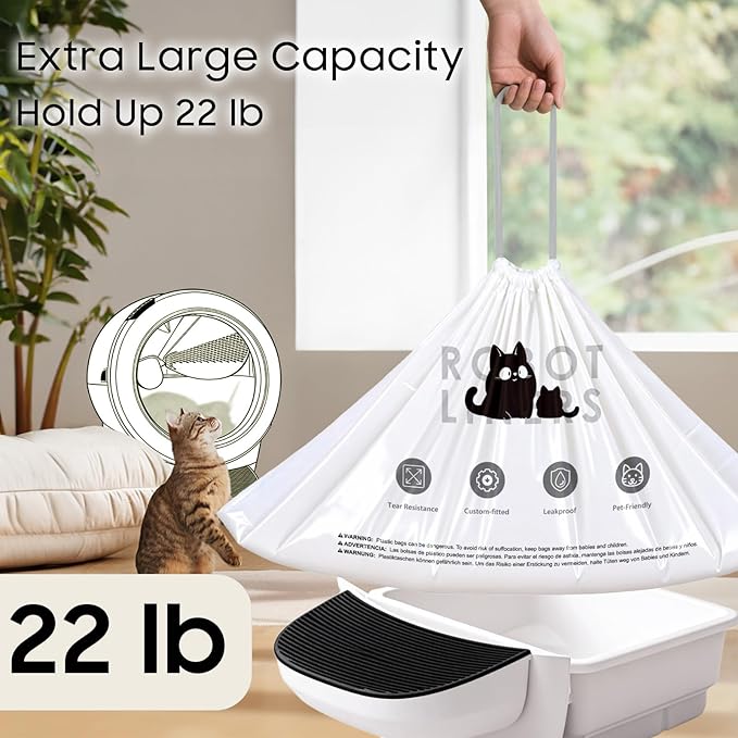 40 Pack Automatic Litter Box Bags, Cat Litter Box Robot Model 5/4/3 Waste Bags, Thick Heavy Duty Cat Litter Box Liner Bags 25.2 X 15.7 IN