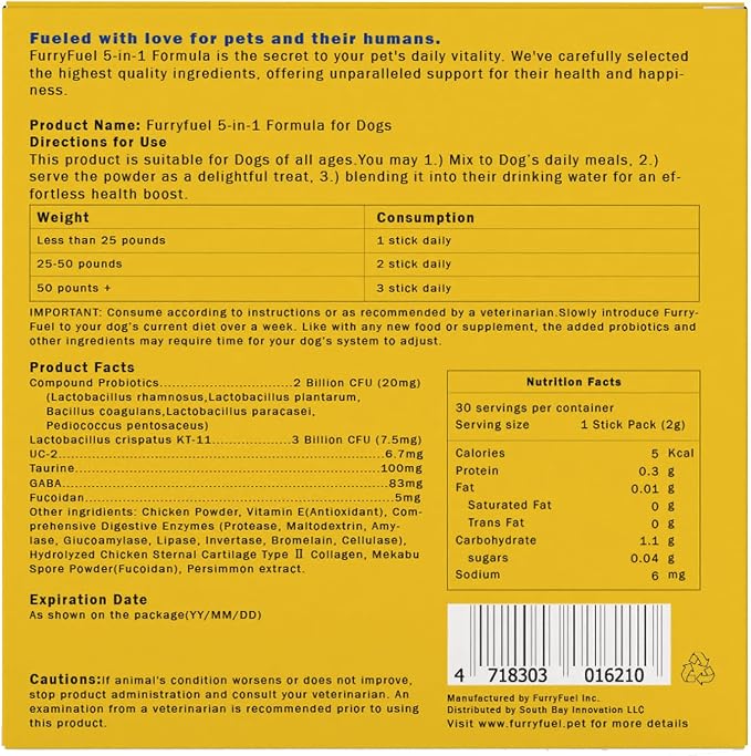 Health Supplements Powder for Dogs - 5-in-1 Formula - for Digestive Gut Health Care, Joint Support, Breath, and Enhanced Immunity Made from Probiotics and Prebiotics | Pet Vitamins 30 Count