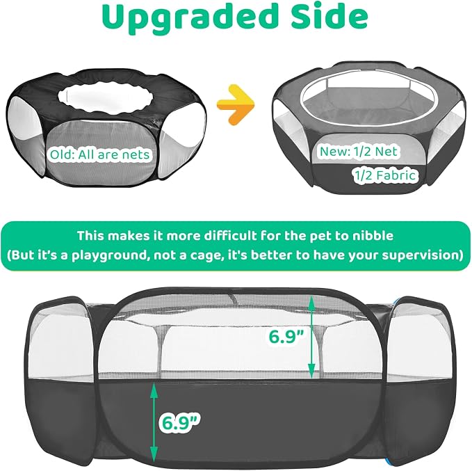 Amakunft Small Animal Pop-Up Playpen with Mesh Cover, 47'' x 23.6'' x 15'' Chicken Brooder Box, Play Pen Indoor Outdoor for Guinea Pigs, Bunny, Rabbits, Ferrets, Chinchillas, Kittens | Indoor/outdoor, water-resistant, chicken brooder, travel playpen fo...