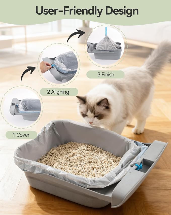 40 Count Automatic Cat Litter Box Bags Compatible with Petpivot Autoscooper 11/12 NeakasaM1 Open-Top Self-Cleaning Cat Litter Boxes, Leak-Proof Drawstring Trash Bags Replacement,27" x13",Holds 23 lbs