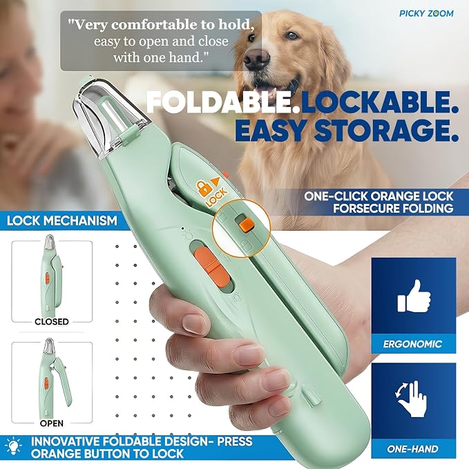 2-in-1 Dog & Cat Nail Clippers and Grinder with Light – Upgraded Safety Guard to Avoid Overcutting, Sharp Blade, Painless Quiet Pet Nail Claw Trimmers, Professional Grooming Tool for Large Small Pets