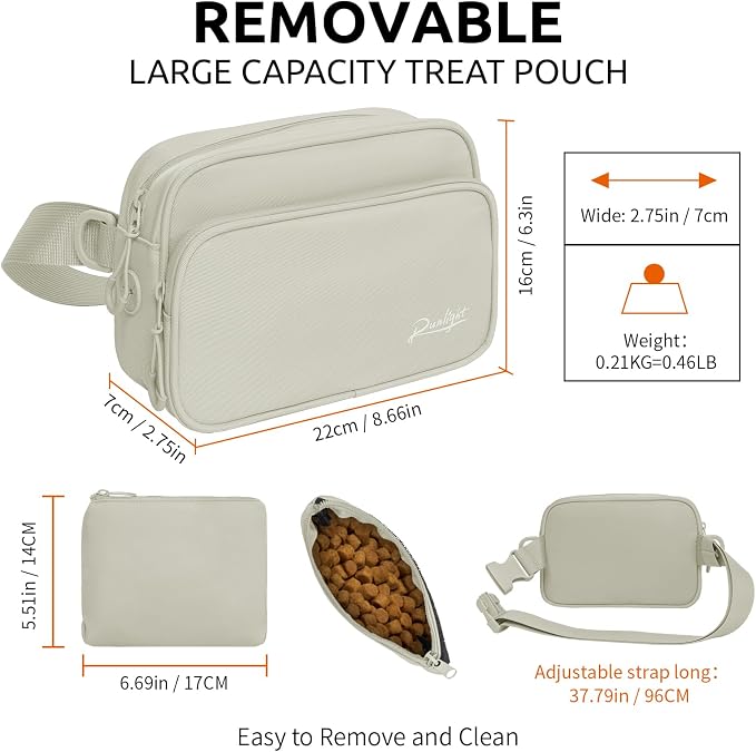 Runlight Dog Training Treat Pouch Fanny Pack,Dog Waist Belt,Dogs Walking Bag Crossbody with Poop Bags,Puppy Treat Bag Training Pouch (Khaki)