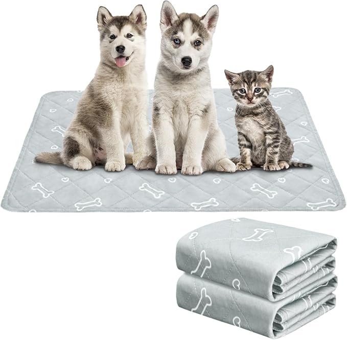 Washable Pee Pads for Dogs, 2 Pack Reusable Puppy Pads 23" x 36", Super Absorbent & Waterproof Training Mats for Potty, Crate, Kennel, Playpen, Bed & Sofa, Anti-Slip Wee Pee Pads for Dogs