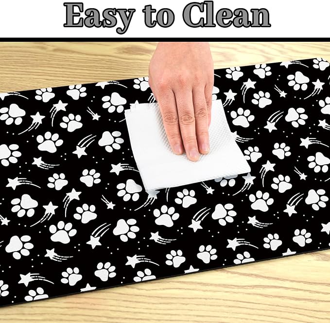 Dog Food Mat 12x20 Inch Pet Feeding Absorbent Mats for Floor Dog Cat Water Bowl Placemat Non-Slip Washable Pet Food and Water Mat