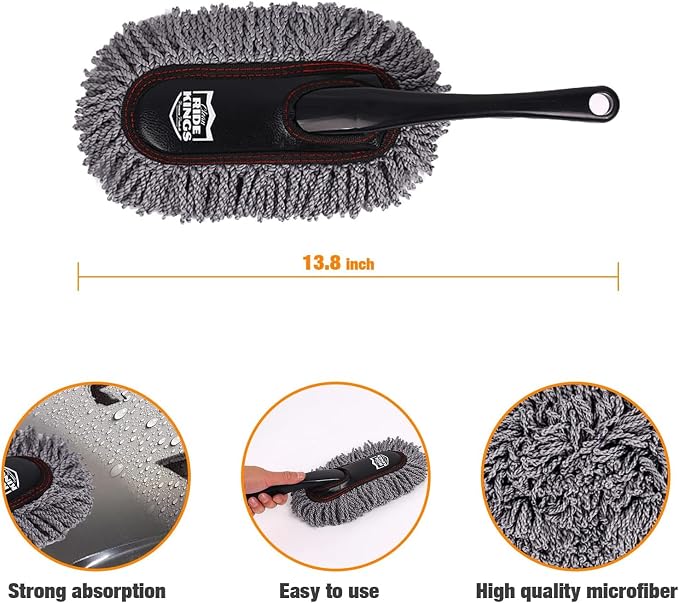 Car Duster Exterior Scratch Free with Extendable Handle,Wax Cotton Hair Car Brush Kit, Auto Detailing Brush for SUV,RV,Truck and Motorcycle,No Lint, Gifts for Men Women