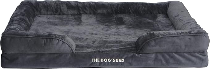 The Dog’s Bed Orthopedic Bolster Dog Bed Replacement Outer Cover - for CertiPUR-Certified Foam Beds, Flannel Fabric, Grey, XXL