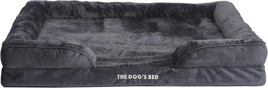 The Dog’s Bed Orthopedic Bolster Dog Bed Replacement Outer Cover - for CertiPUR-Certified Foam Beds, Flannel Fabric, Grey, XXL