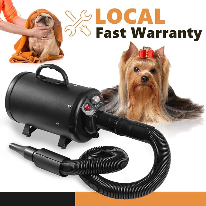 PETNF Dog Dryer for Pet Grooming + A Set of Compatible Hose Accessories, Adjustable Speed Temp Noise Reduction Dog Hair Dryer Blower Dog Blow Dryer High Velocity Air Forced Blow Dryer for Large Dogs