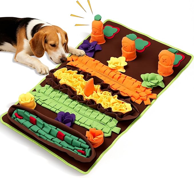 Snuffle Mat for Dogs, Pet Foraging Mat for Small and Medium Dogs, Interactive Puzzle Sniff Pad for Puppies to Keep Busy & Stress Relief, Slow Feeder Mats with Squeaky Sounds