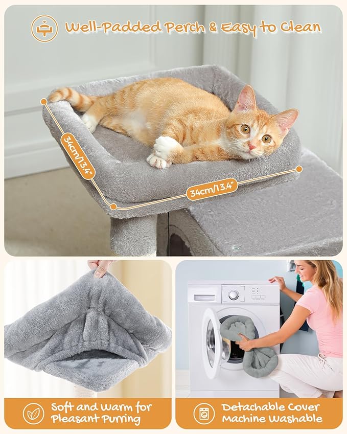 PAWZ Road Cat Tree, 30 Inches Cat Tower Bundle with PAWZ Road Cat Tunnel Collapsible S Shape 10.5 Inches in Diameter