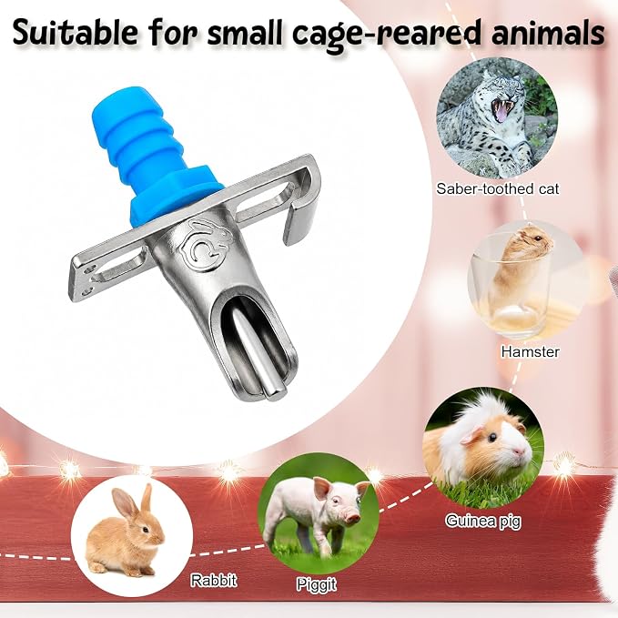 Automatic Rabbit Watering System Kit Include 16 Pcs Nipple Drinkers, 5/16" Hose, Barb Fittings to G1/2" Thread Connectors, T-Fittings, Springs, and Gaskets