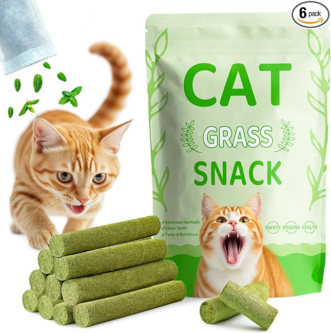 Cats Toy 18Pcs Cat Grass Treat Freeze Dried Catnip Stick Kitten Chew for Removal Hairballs Kitty Dental Care for Cleaning Teeth Indoor Snack