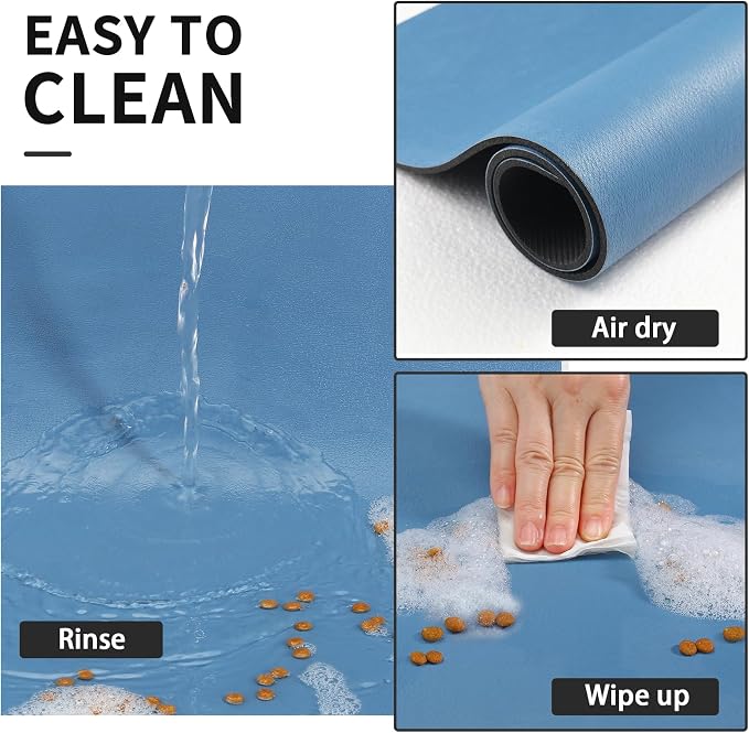 HotLive Dog Food Mat - Absorbent Cat Mat for Food and Water, No Stains Pet Feeding Bowl Mat, Easy to Clean Pet Placemats, Quick Dry Dog Water Dispenser Mat for Messy Drinkers | Paw Blue 12"x 19"