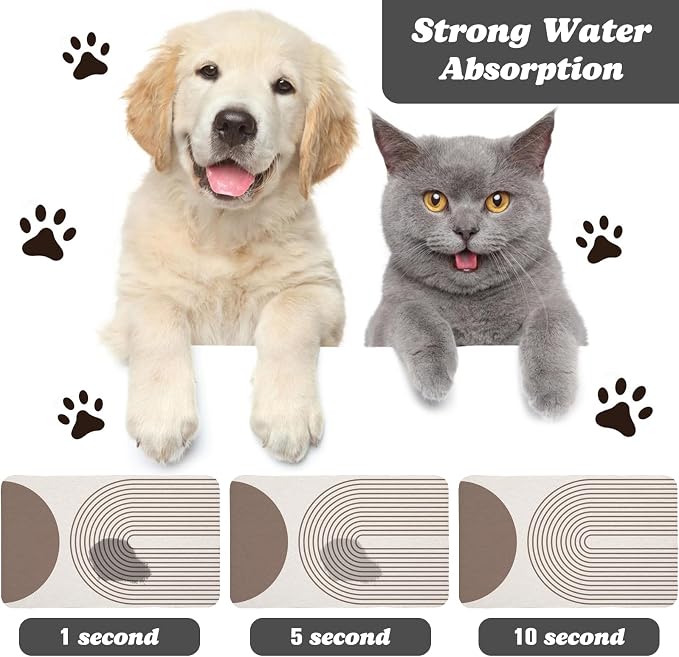 Dog Food Mats,Cat Absorbent Water Bowl Feeding Mats Pet Placemats for Food and Water Brown Bohemia 24 * 32 inch
