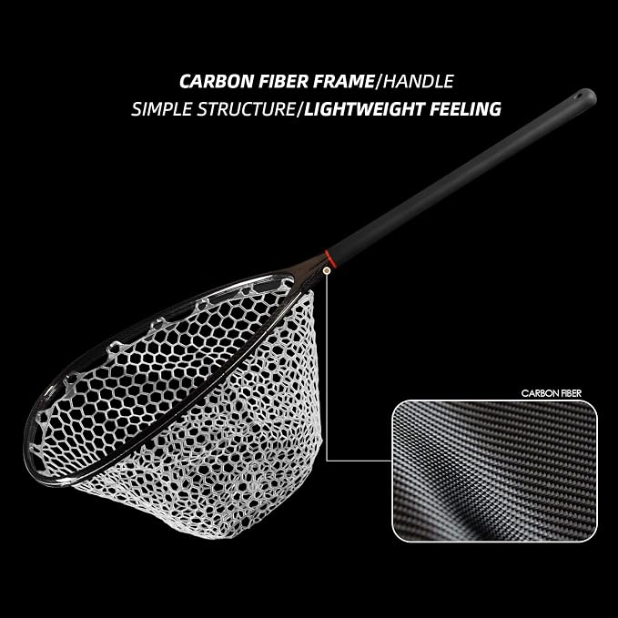 SF Fly Fishing Landing Net Soft Rubber Mesh Trout Net Catch and Release Net