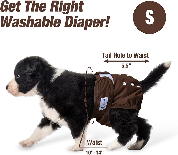 Pet Soft Washable Female Diapers (3 Pack) Female Dog Diapers, Comfort Reusable Doggy Diapers for Girl Dog in Period Heat (Deep Set, S)