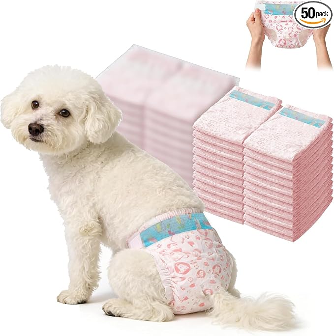 Female Dog Diapers,Disposable Dog Diapers,50 Count,Large,Super Absorbent Leak-Proof Diapers for Dogs in Heat,1