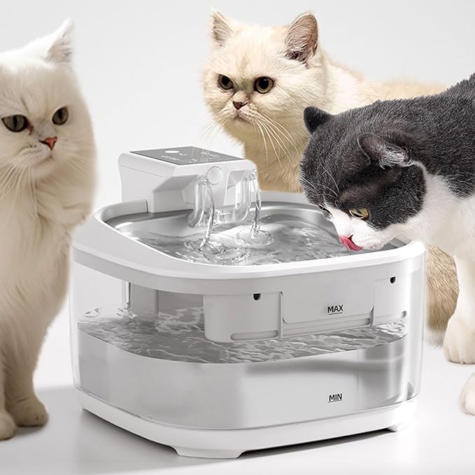 4.5L Stainless Steel Cat Water Fountain, Quiet Battery Operated Pet Water Fountain for Cats and Dogs with Motion Sensor, Ultra Quiet Pump, Multi Filtration with Auto Cycle System