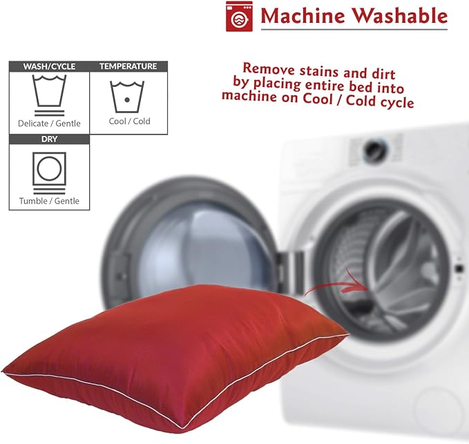 Majestic Pet Rectangle Large Dog Bed Washable – Non Slip Comfy Pet Bed – Dog Crate Bed Super Value Pillow Dog Bed – Dog Kennel Bed for Sleeping - Dog Bed Large Breed 46 x 35 Inch – Solid Red