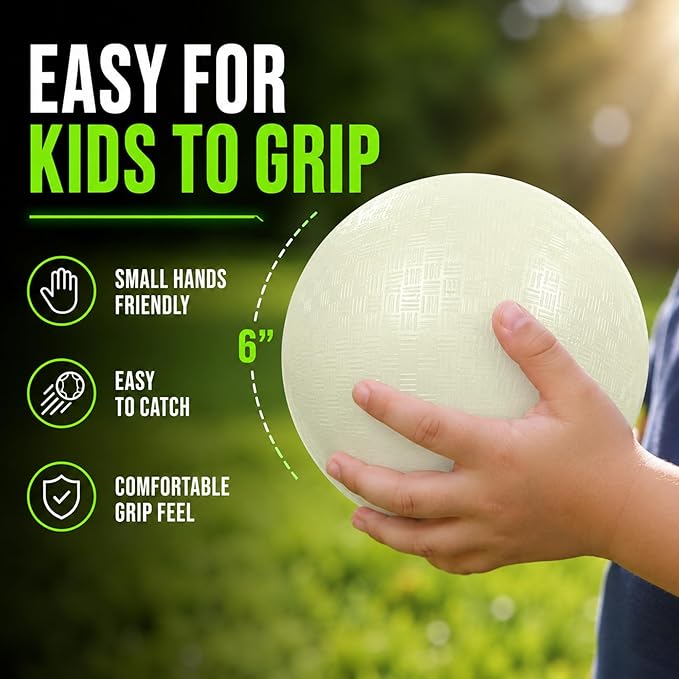 Hiboom Glow in The Dark Kickballs Dodgeballs, 8.5"/ 10"/ 6" Light up 4 Square Ball with Pump, No Battery Needed Playground Balls for Backyard School and Outdoor Night Activities