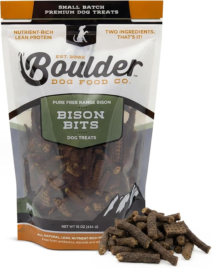 Bison Bits Grain Free Natural Dog Training Treats for Small to Large Breed - Low Calorie, High Value, Healthy Dog Treats for Small, Medium & Large Dogs (8oz)