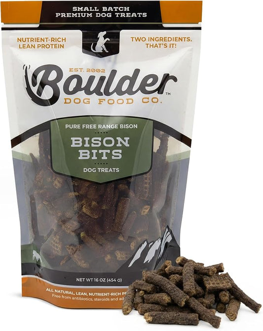 Bison Bits Grain Free Natural Dog Training Treats for Small to Large Breed - Low Calorie, High Value, Healthy Dog Treats for Small, Medium & Large Dogs (8oz)