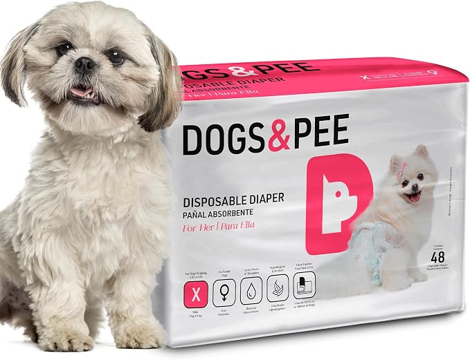 Dog´s Care – Disposable Hygienic Diaper for Female Dogs – Ultra-Absorbent, Comfortable – Size S – 6,6 lbs to 13,2 lbs – 48 Units