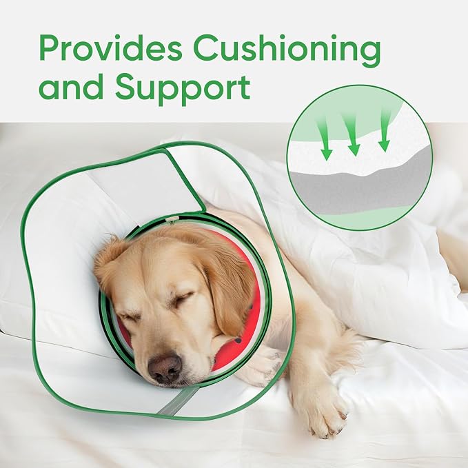 Sponge Dog Cone Collar, Dog Recovery Collar Alternative with Detachable High Clear Shield, Adjustable Soft Neck Cone for Small Medium Large Dogs, Stop Licking After Surgery (Watermelon,S)