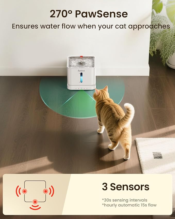 Cat Water Fountain with 6 Packs Pet Water Fountain Replacement Filters & Sponges Set