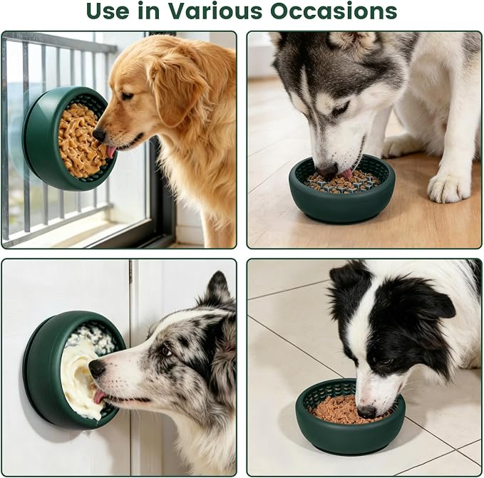 Dog Slow Feeder Licking Bowl,Anxiety Relief Treat Dispenser, Non-Slip Anti-chocking Pet Dish, Interactive Puzzle Toy for Small Medium Breed,Freezable BPA Free Silicone Dishwasher Safe