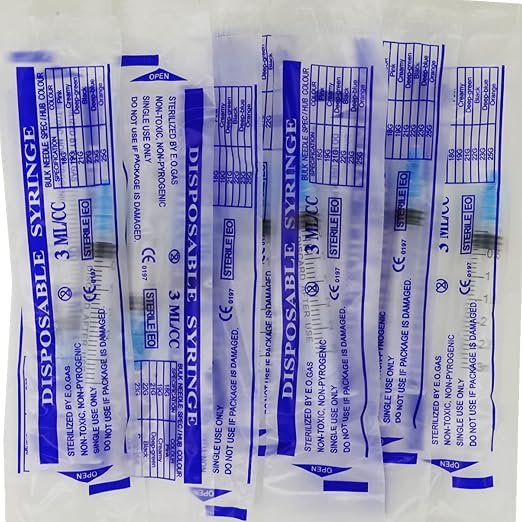 15 Pack 3ml 23Ga Plastic Syringe with Measurement for Scientific Labs and Industrial Dispensing, Disposable Individually Wrapped (15, 3ml-23Ga)