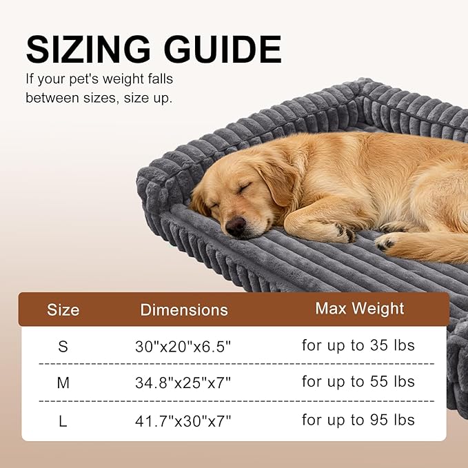 Waterproof Orthopedic Dog Bed for Medium Dogs, Medium Non-Slip Pet Beds with Sides, Egg-Crate Memory Foam Dog Couch for Crate Removable Washable Cover, Grey