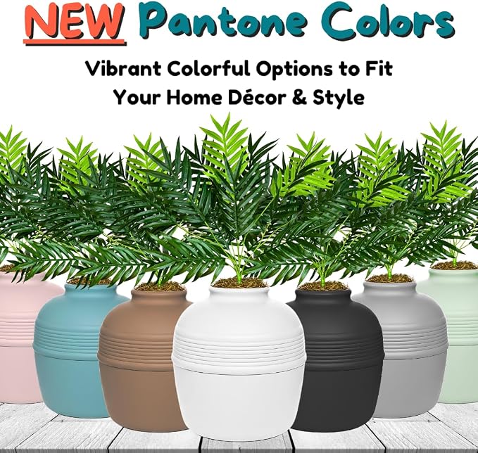 Good Pet Stuff Original Hidden Litter Box Planter, Decorative Cat Litter Enclosure with Carbon Filter, Artificial Palm Plant, Upgraded Design, Easy Clean Litter Tray, Essentials Kit, White Birch