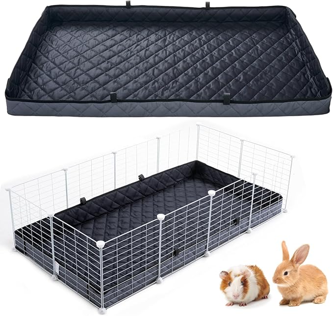 FunFurry Quilted Guinea Pig Cage Liner, Reversible & Absorbent Bottom Base, Cage Liners for Small Animals, Hamster Chinchilla Hedgehog Ferret Rabbit. (Dark Grey-Quilted, 24" X 60")