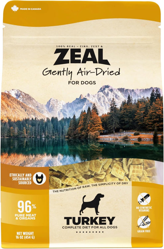 ZEAL Canada Air-Dried Turkey Recipe for Dogs - High Protein, Natural Superfoods, Nutrient Rich, No Fillers, Grain Free, Complete & Balanced (Turkey, 1 lb)