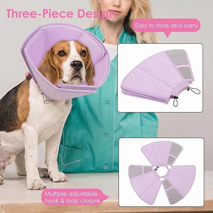 AOFITEE Soft Dog Cone, Adjustable Cones for Dogs After Surgery, Comfy Dog Cone Collar Alternative to Stop Licking, Elizabethan Recovery Collar for Large Dogs(Purple,Large)