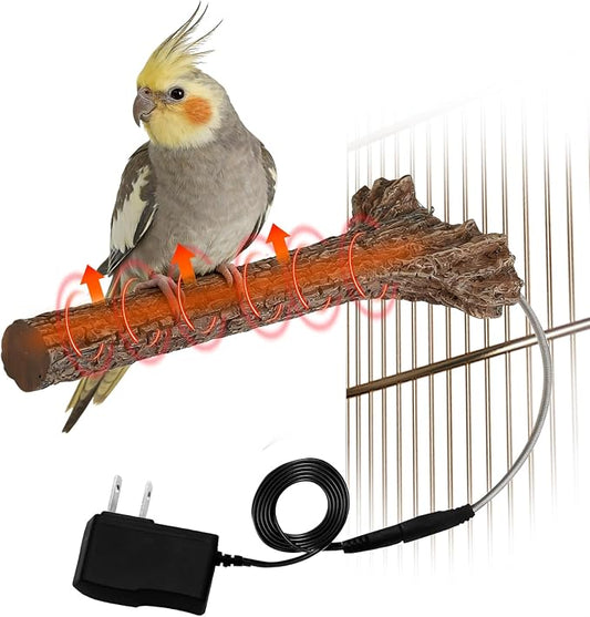 Heated Birds Perch Bird Warmer Birdcage Heater for Cage Winter 100°F-105°F Constant Temperature Birds Heater for Parrots Conure Parakeets Cockatiels Small Bird Mini Macaw