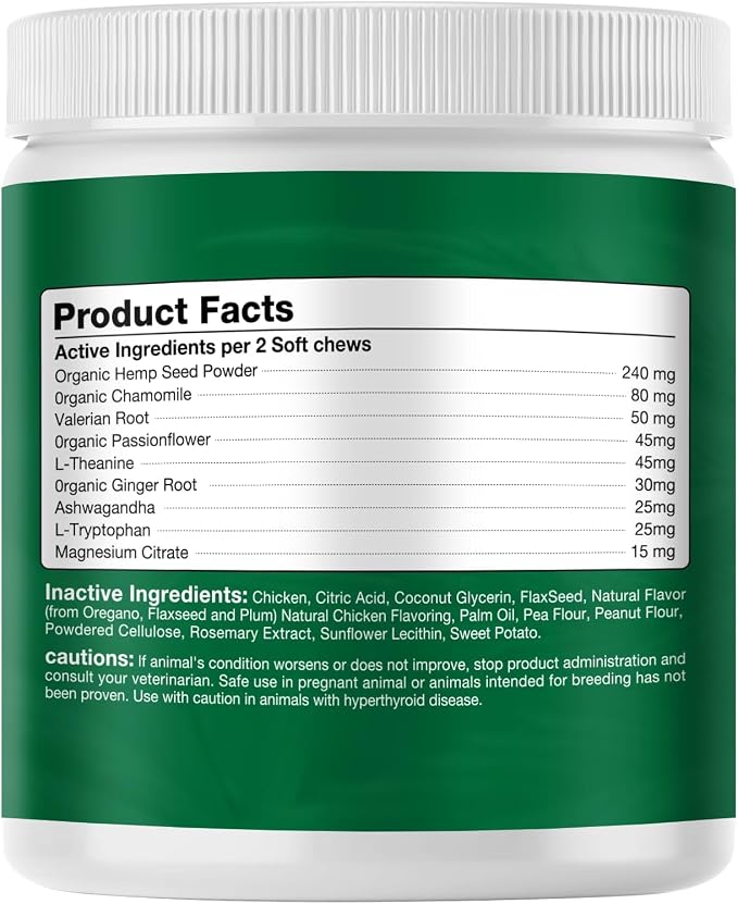 Calming Chews for Dogs - Dog Calming Treats Helps with Dog Anxiеty Rеlief, Separation, Strеss, Barking, Fireworks, Travel, Composure - Natural Dog Supplements 180 Soft Chews