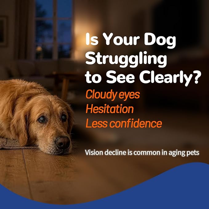 VUN Dog Eye Supplements-Dog Vision Supplement Soft Chew for Cloudy Eyes,Dry Eye and Night Vision of Senior Dogs,Antioxidant Eye Care,100 Counts (Chicken Flavor)