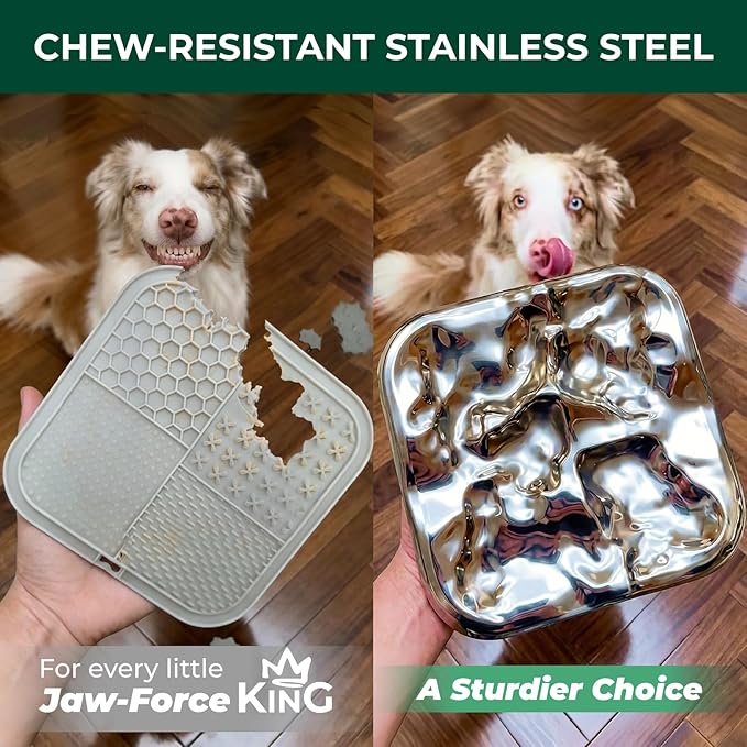 FXW IntoFlow Lick Mat, Premium Stainless Steel Dog Lick Pad, Durable Easy-Clean Textured Dog Enrichment Mat for Peanut Butter & Frozen Yogurt Treats | Patent Pending