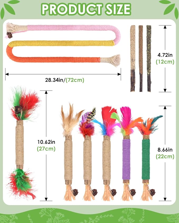 TINDTOP Cat Chew Toys, Silvervine Chew Sticks with 2 Pack Chew Ropes | for Kittens Teeth Cleaning, Increase Appetite, Aggressive Chewers Cat Dental Toy