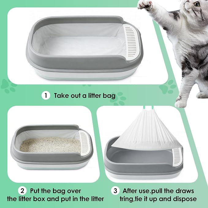 Thickened Cat Litter Box Liner Bag, 60 Count 37"×18" Jumbo Size, Extra Thick Leakproof, Tear-Resistant, Heavy Duty Enhanced Load-Bearing Strength, Ideal for Multi-Cat Family Cat Litter Bags